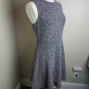 Theory A-line tweed career dress 8 red blue black